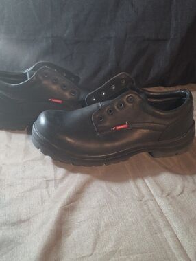 Red Wing Shoes Black Slip-On Work Loafers with Red Logo Tab